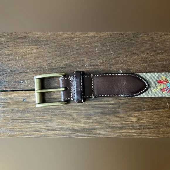 Orvis Leather and Embroidered Canvas Fishing Lure Belt - Picture 4 of 6